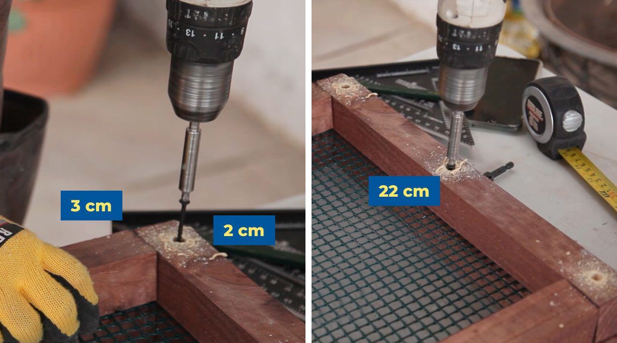 Perforaciones en marco de zapatero.