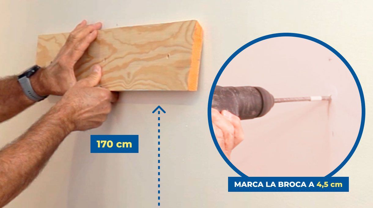 Posición del soporte a 170 cm del piso.
