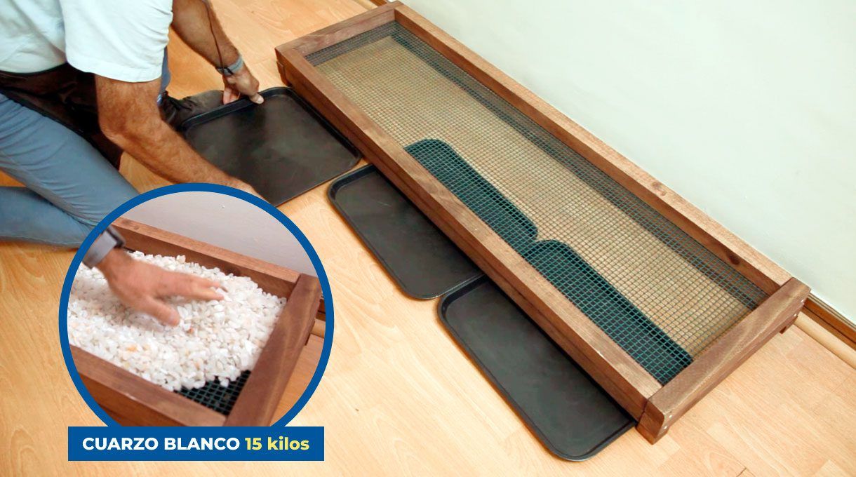 Poner cuarzo blanco para la base del zapatero.
