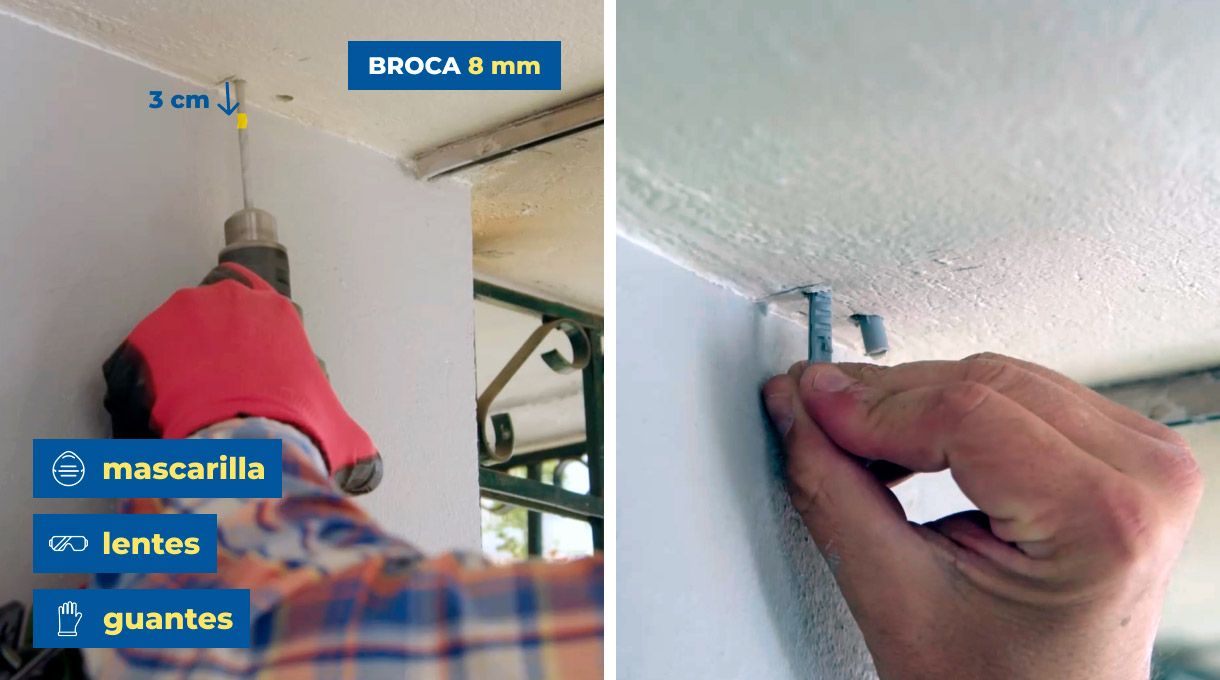 Perforaciones para instalación de cortinas roller