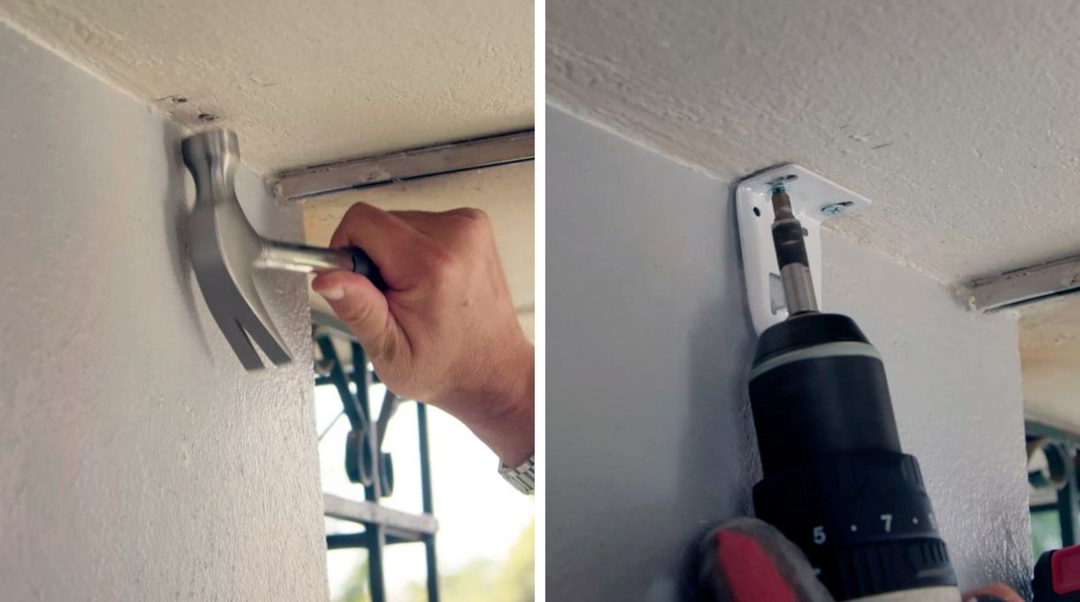 Atornillado de los soportes de las cortinas roller