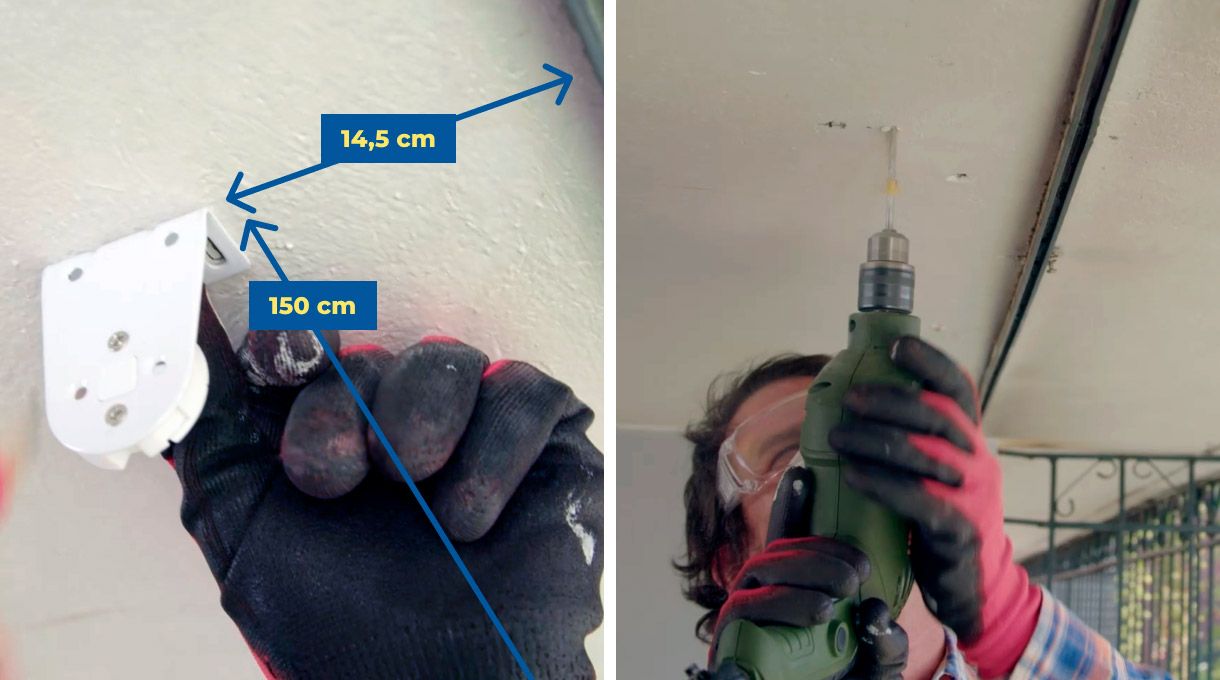 Ubicación de las perforaciones para las cortinas roller