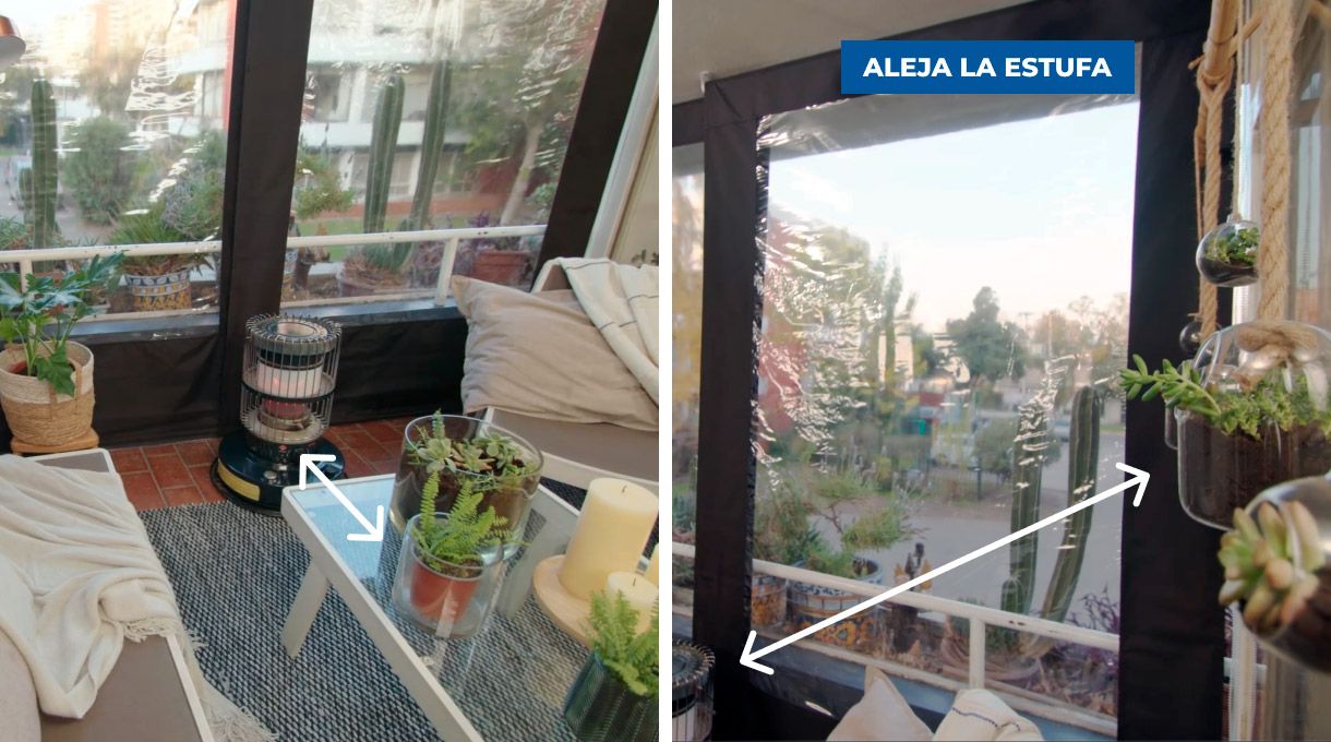 La estufa se deja alejada de las plantas