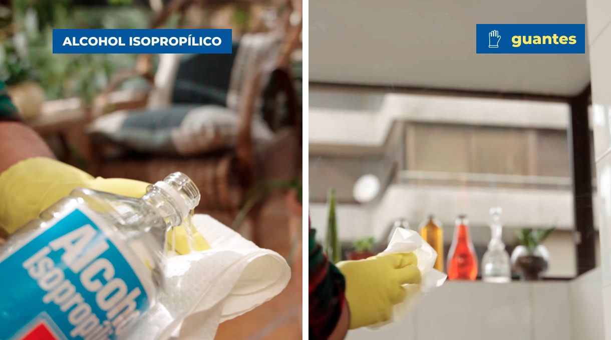 Limpieza de ventanas con alcohol antes de instalar aislante