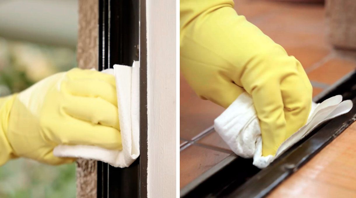 Limpieza con alcohol y guantes para instalar aislantes