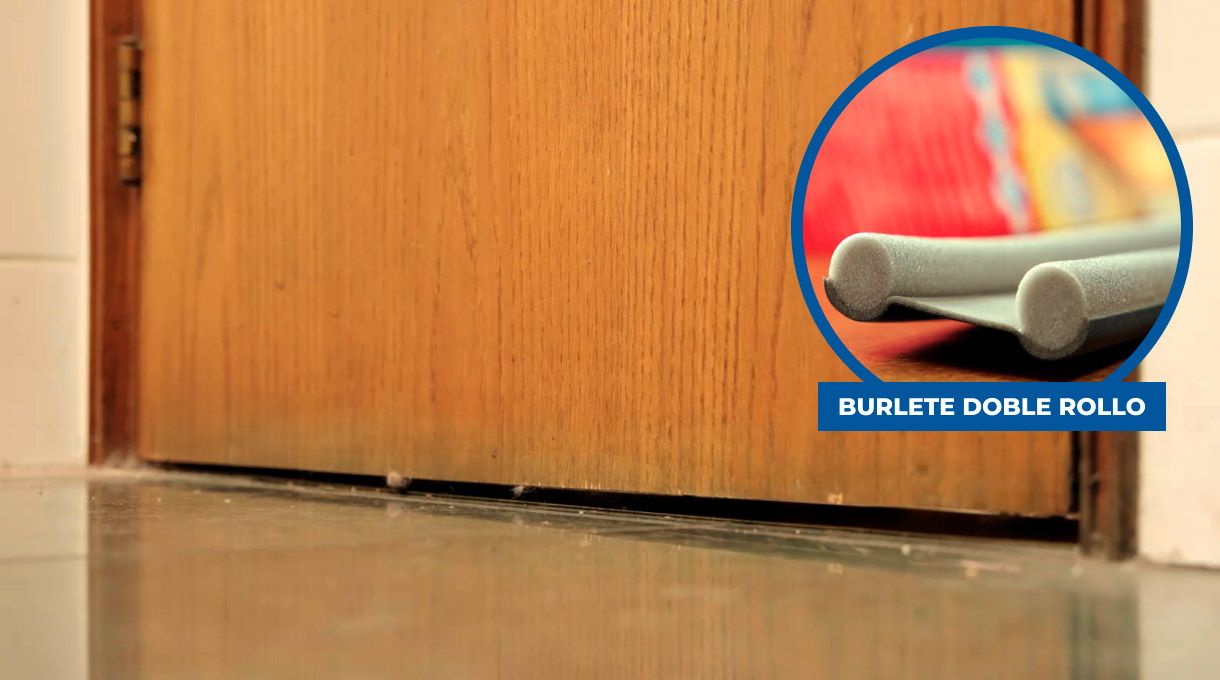 Burlete doble rollo para espacio entre piso y puerta