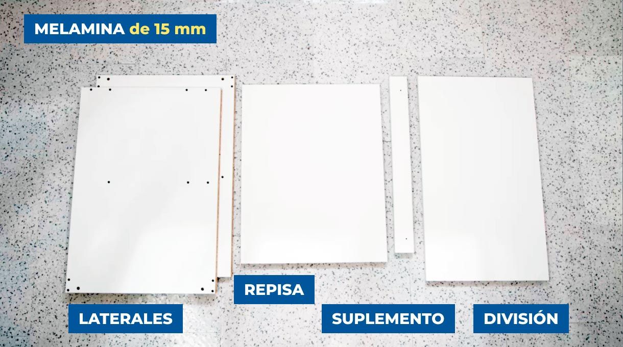 Partes de melamina para armado de muebles de cocina