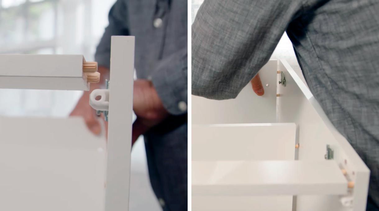 Unión de bastidores al mueble de cocina