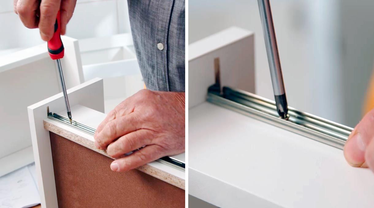 Instalación de rieles del cajón del mueble de cocina