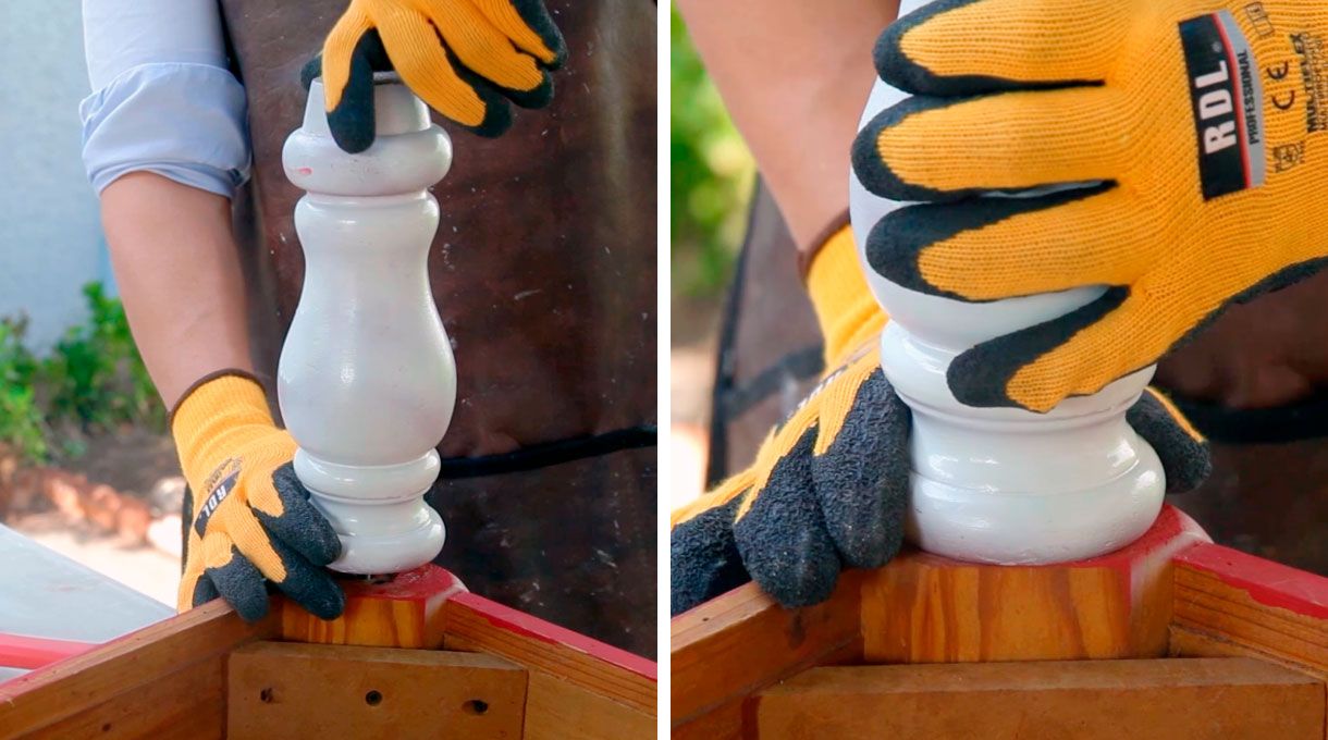 Atornillado de la pata en la mesa de centro