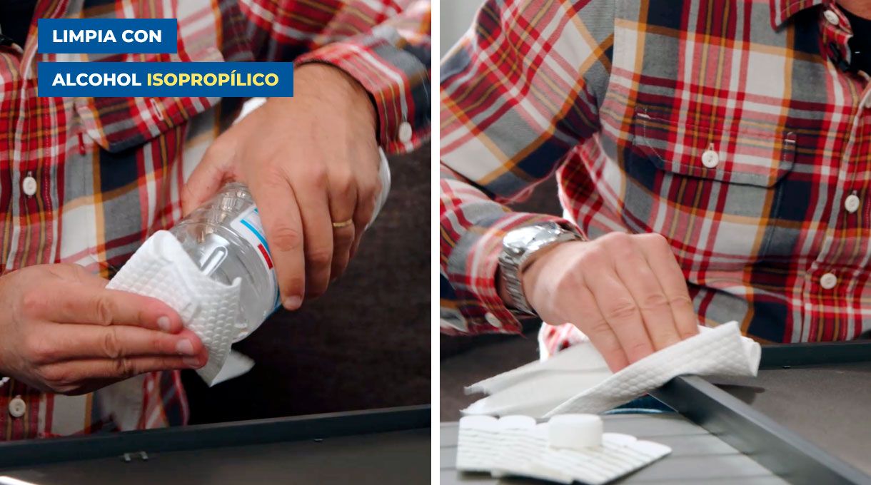 Limpieza con alcohol del cuadro