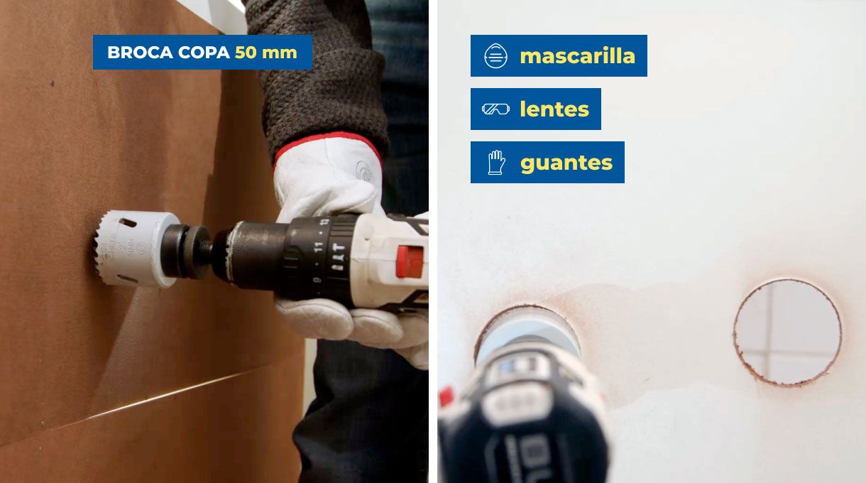 Perforación con broca copa para instalar lavaplatos