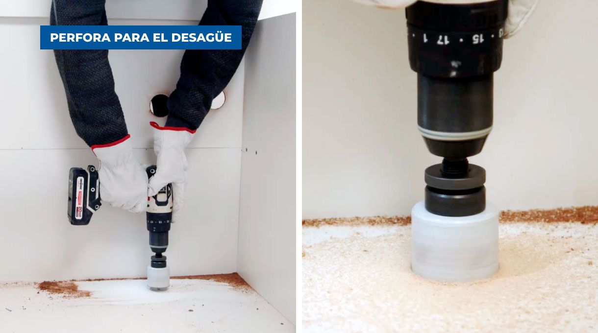 Perforación con broca copa para desagüe