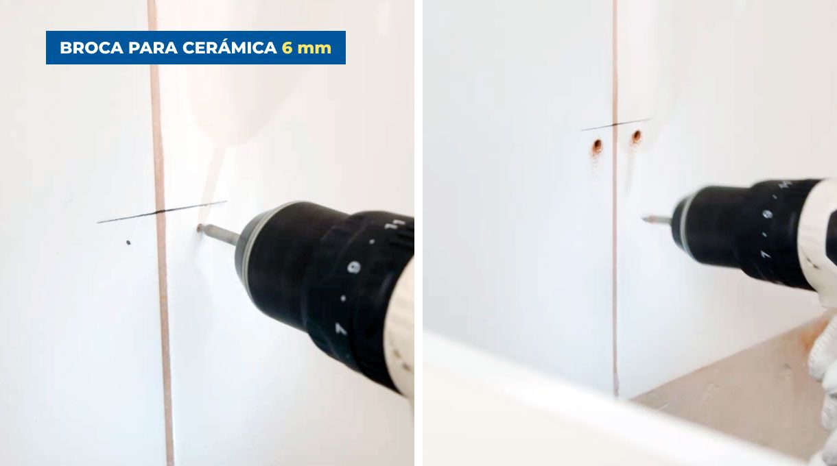 Perforación en cerámica con broca para cerámica