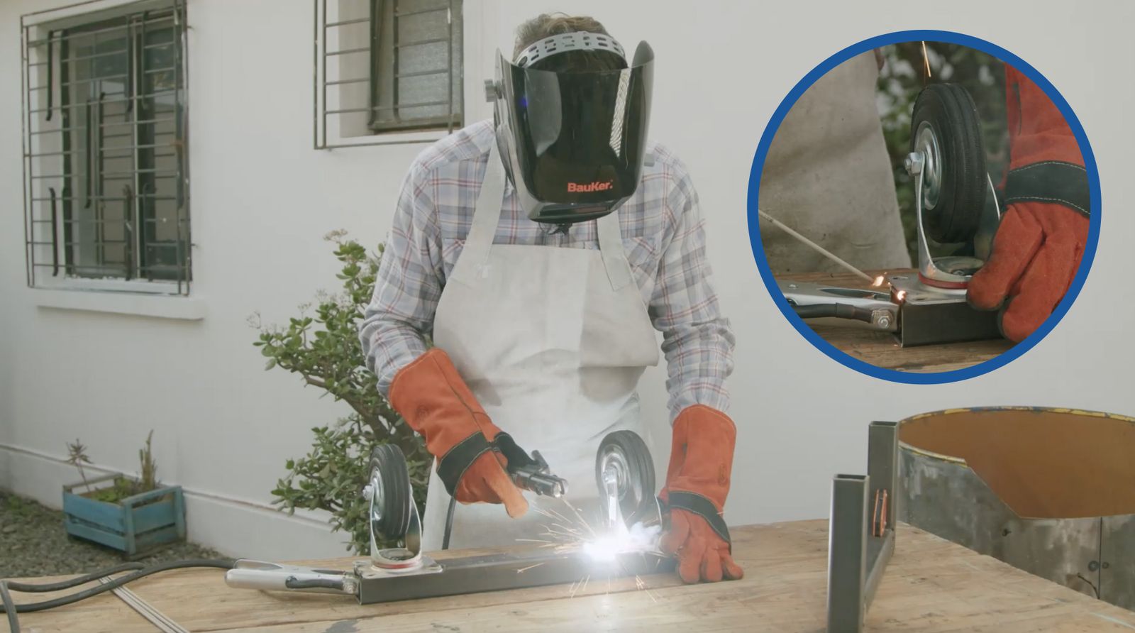 Soldadura de las ruedas de la parrilla horno