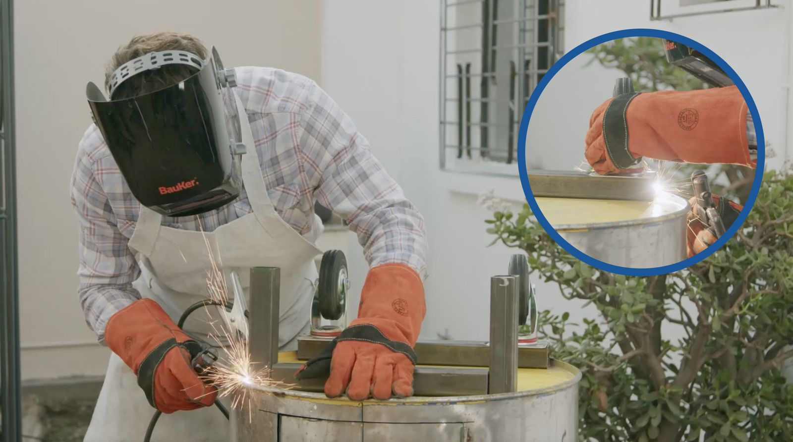 Soldadura de ruedas y patas a la parrilla horno