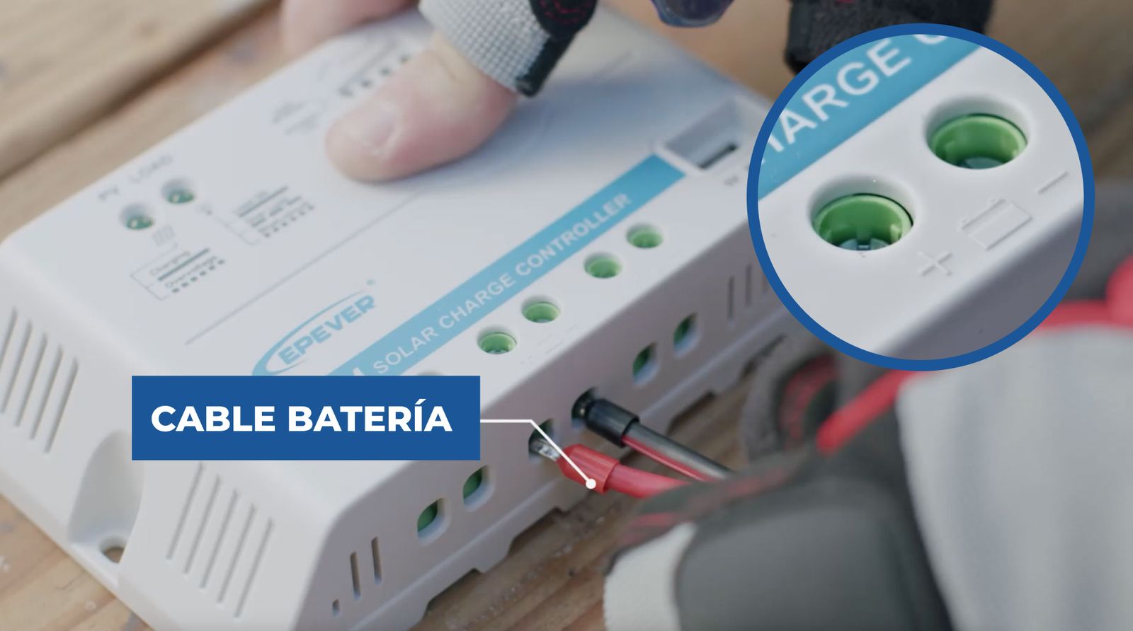 Regulador del panel solar con cable para batería