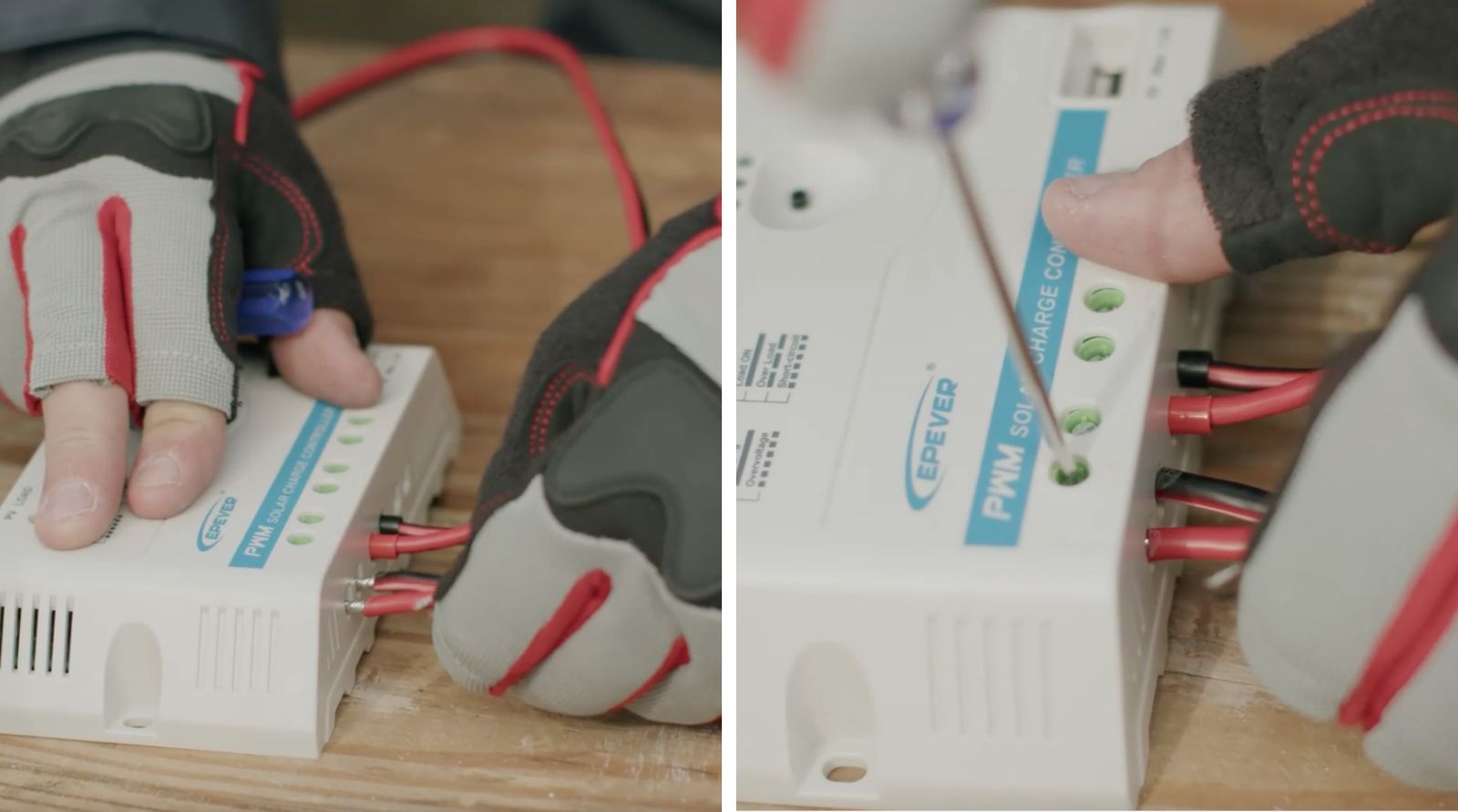 Conexión del combinador y el regulador del panel solar