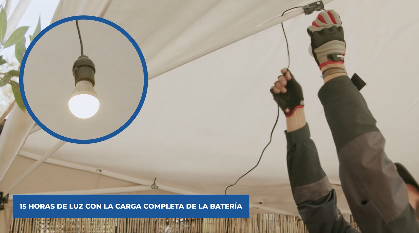 Instalación de bombillos led con energía del panel solar