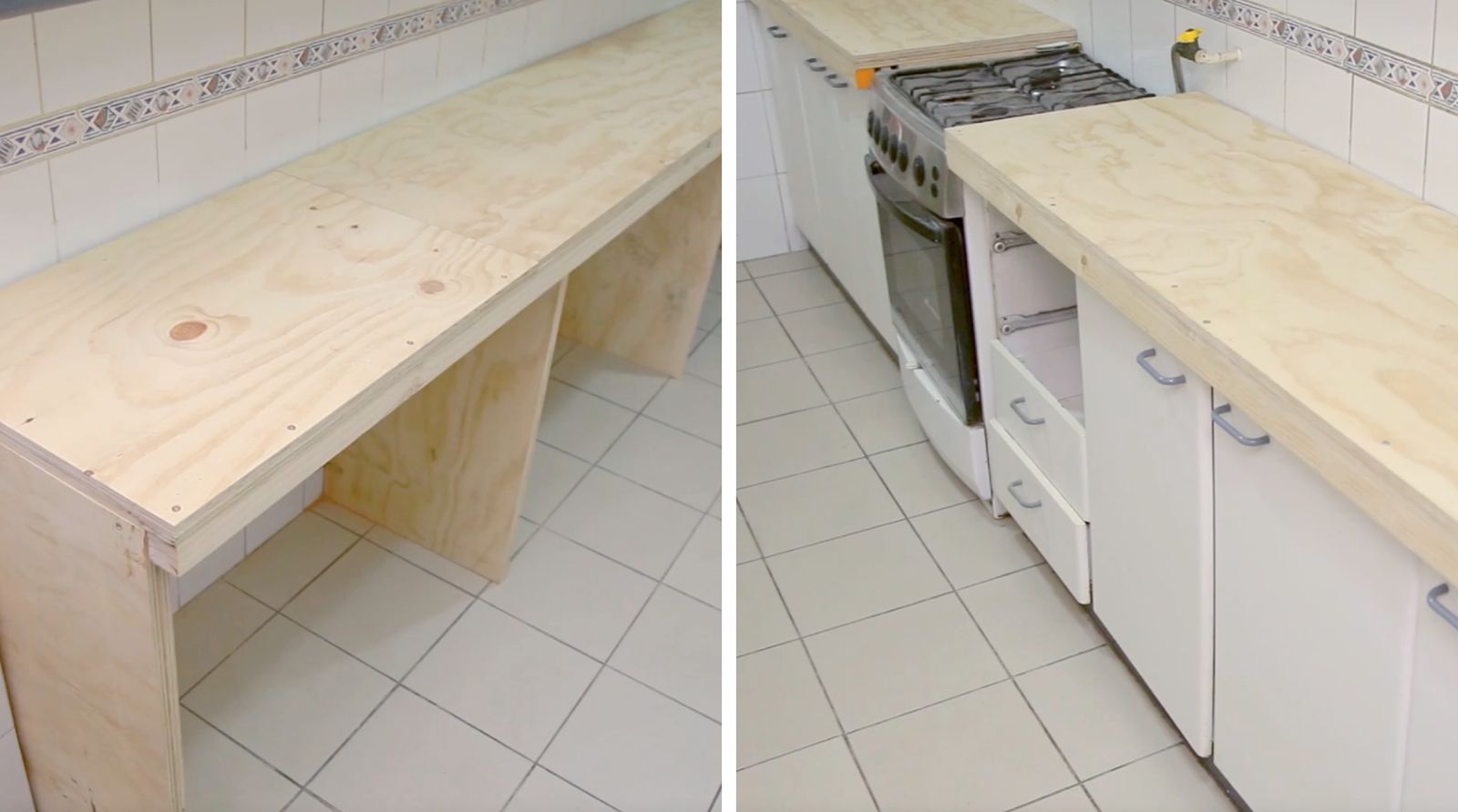 Mesones listos para instalar cubierta de porcelanato