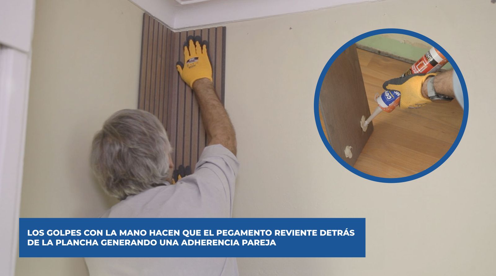 Golpes con la mano para pegar revestimiento