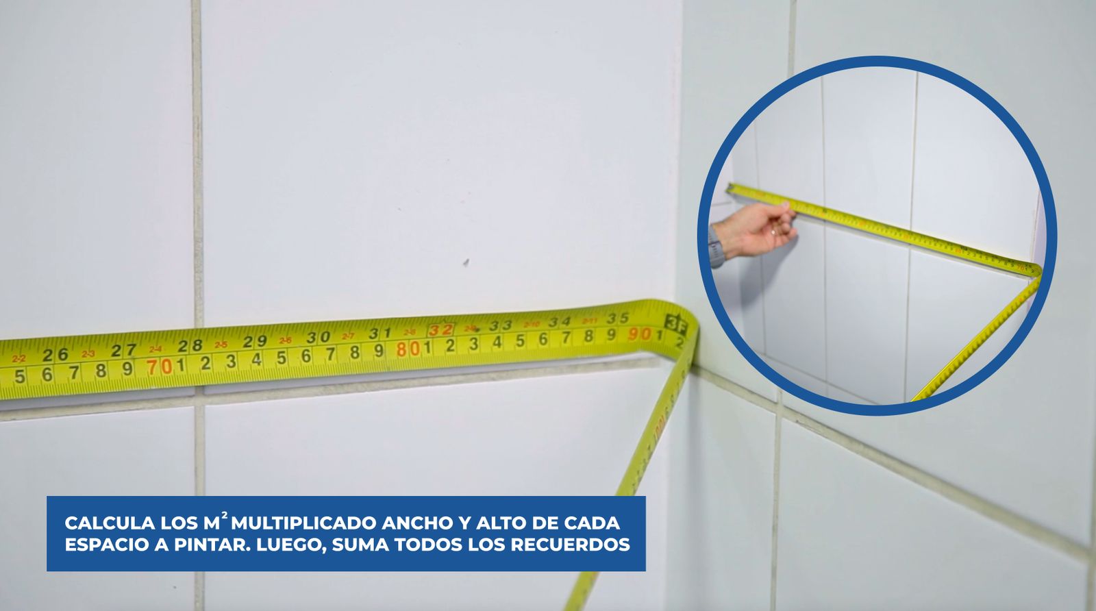 Medición del ancho de las paredes para calcular metros cuadrados de pintura