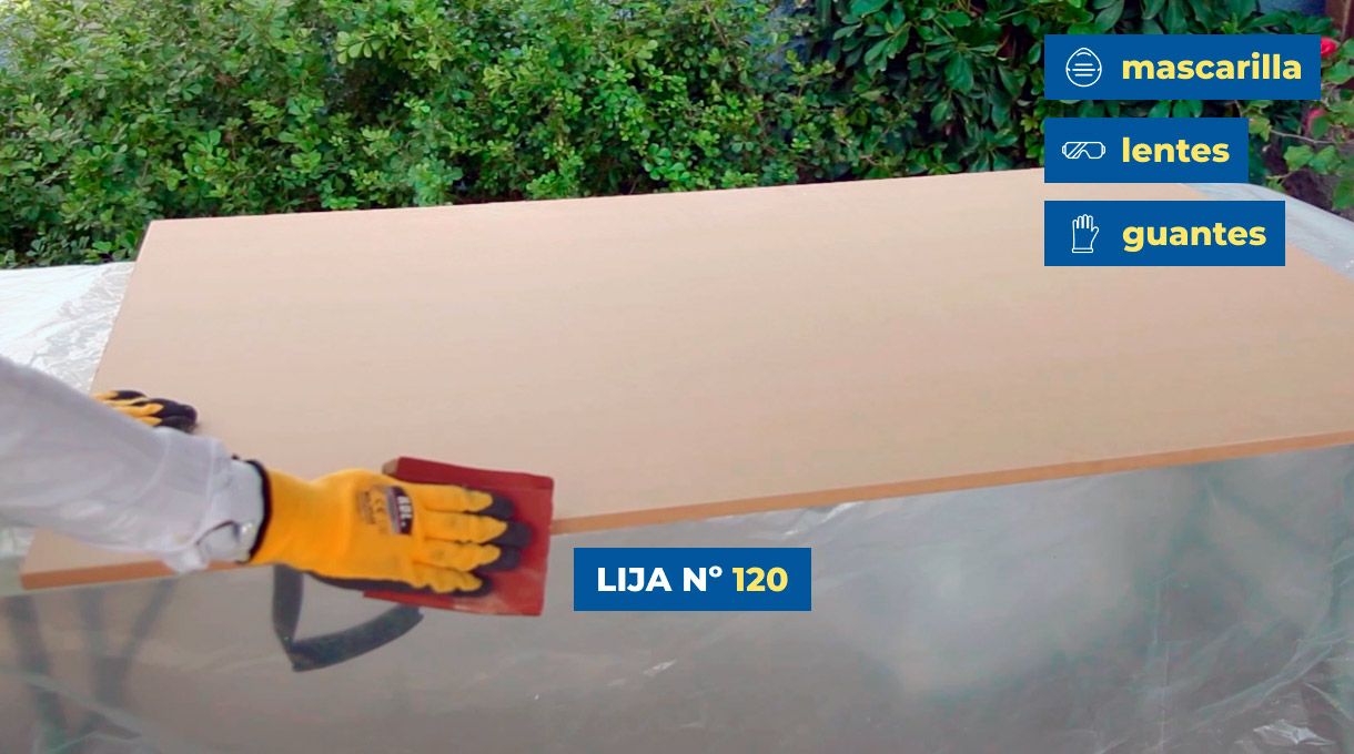 Lijado de MDF con lija n°120