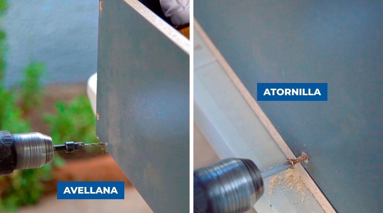 Avellanado y atornillado de fondos