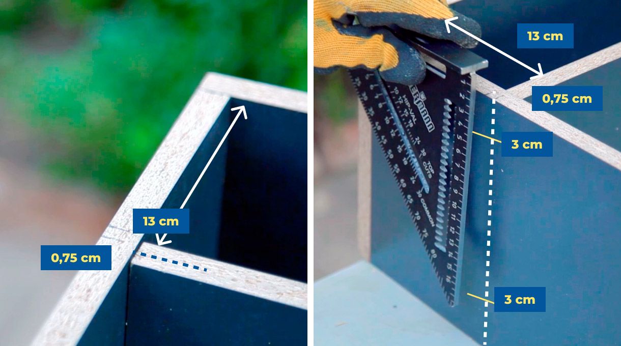 Ubicación de las perforaciones para instalar repisas largas
