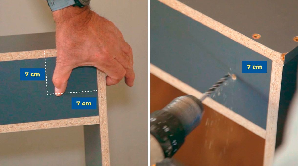 Perforación de fijación del mueble para tv en el muro