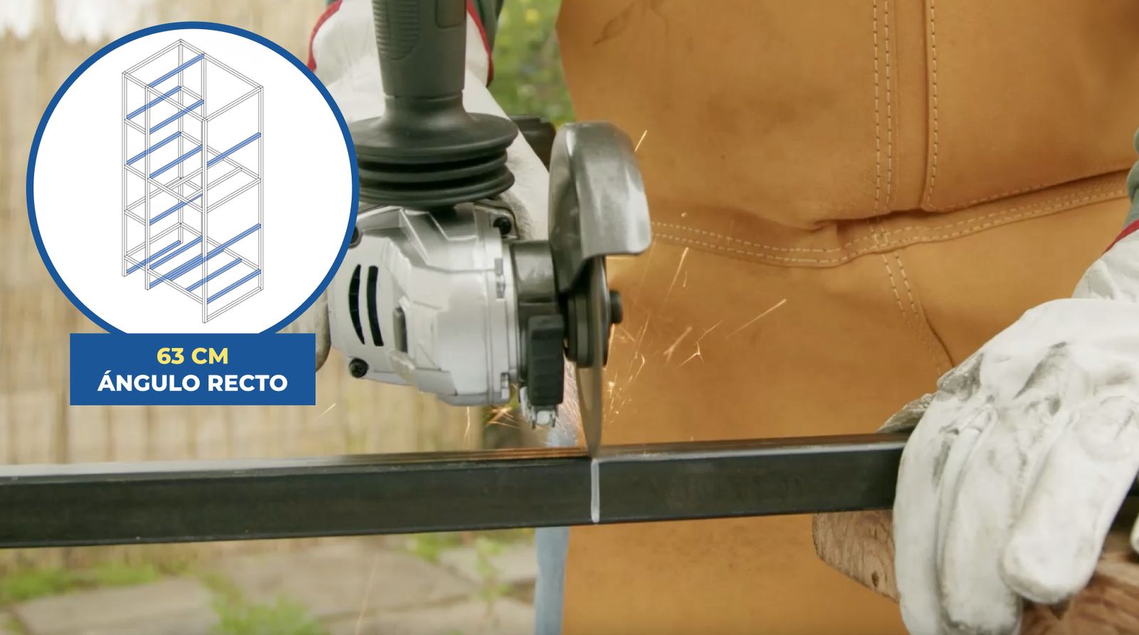 Corte con esmeril de trozos de 63 cm para mueble de lavandería