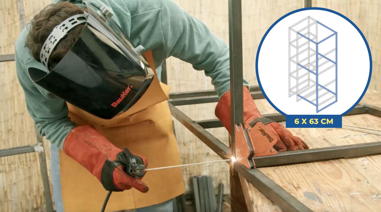 Soldadura de perfiles metálicos para armar mueble de lavandería