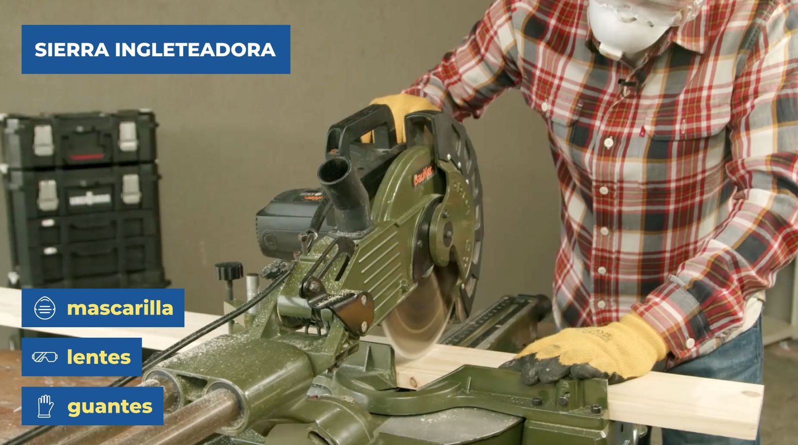 Sierra ingleteadora para hacer un banco de madera