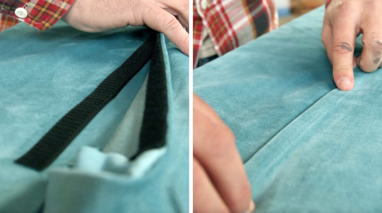 Uso de velcro adhesivo para armar cojín del banco de madera