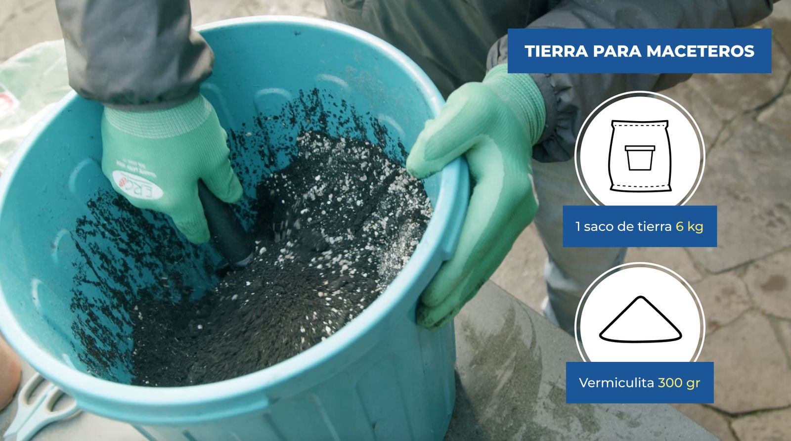 Mezcla de tierra para maceteros con vermiculita
