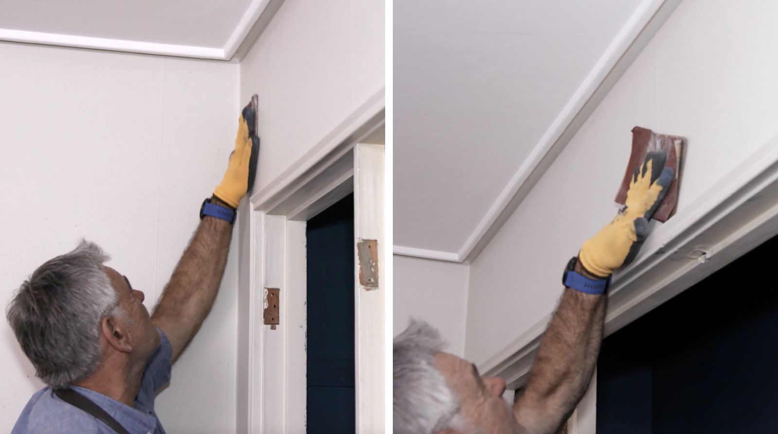 Lijado manual de pared exterior del clóset empotrado