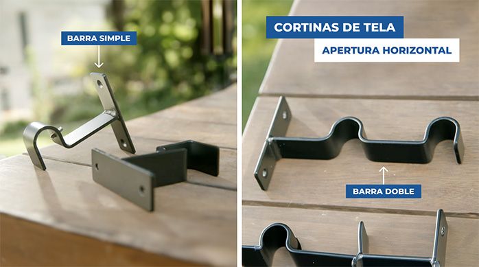 Barra simple y barra doble para instalar cortinas de tela