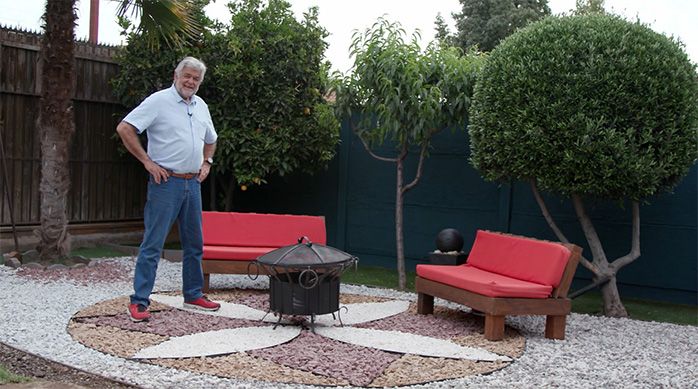 Jardín con piedras terminado