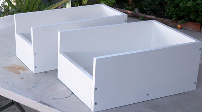 Cajones del mueble organizador de artículos de aseo terminados