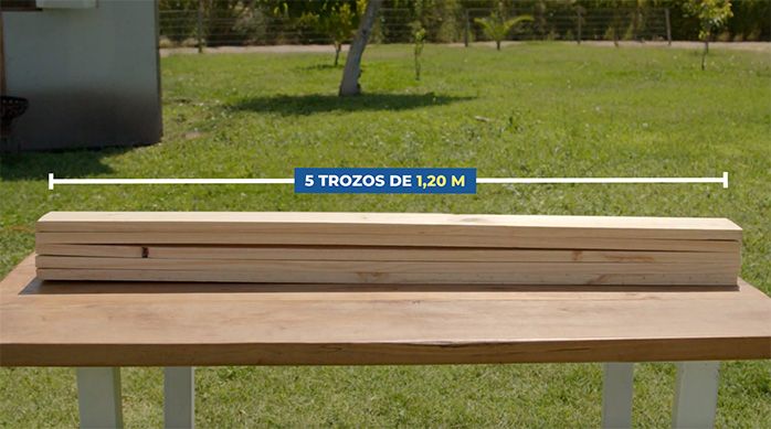 5 trozos de pino seco cepillado de 120 cm