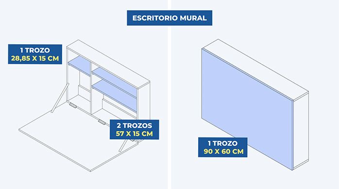 estructura hecha de melamina del escritorio plegable de pared