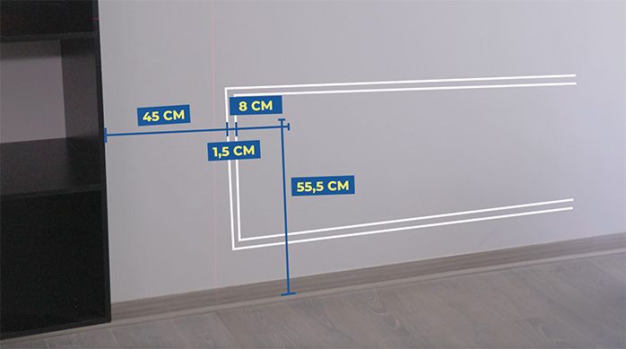 medidas de distancia para fijar el mueble gamer horizontal al muro