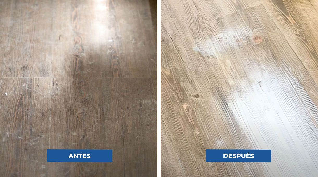 el antes y el después del piso de la cocina