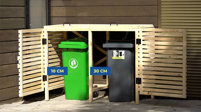 lugar de almacenamiento para contenedores de basura en exterior