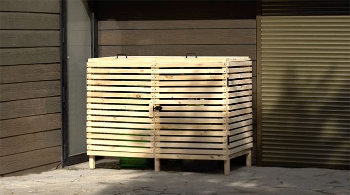 organizador de basureros para exterior