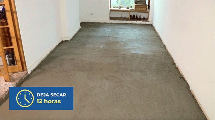piso de un comedor con nivelador para pisos topex secando por 12 horas