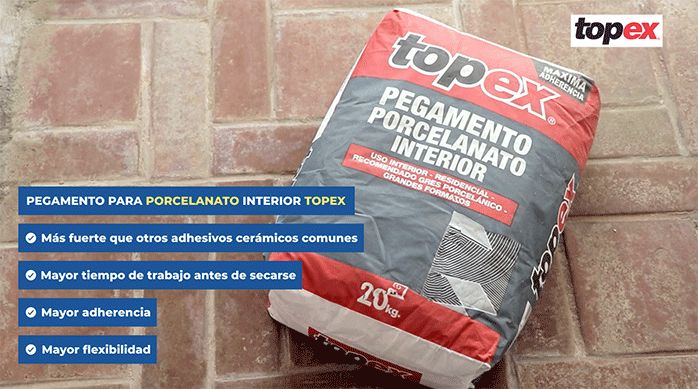 pegamento para porcelanato interior topex