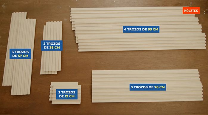 cortes de revestimiento ranurado necesarios para remodelar los muros de una escalera.