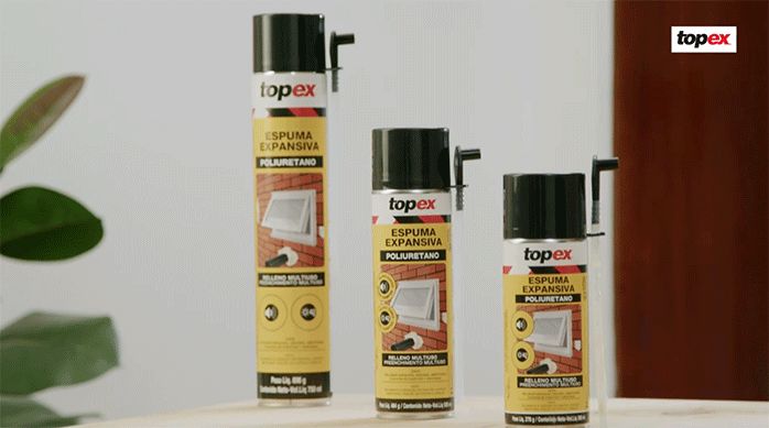 3 envases de distintos tamaños de espuma de poliuretano expandido topex.