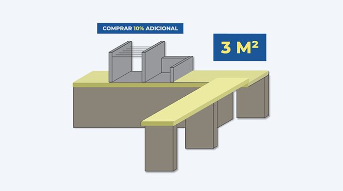dibujo que muestra los mesones de un quincho que van a ser renovados con porcelanato.